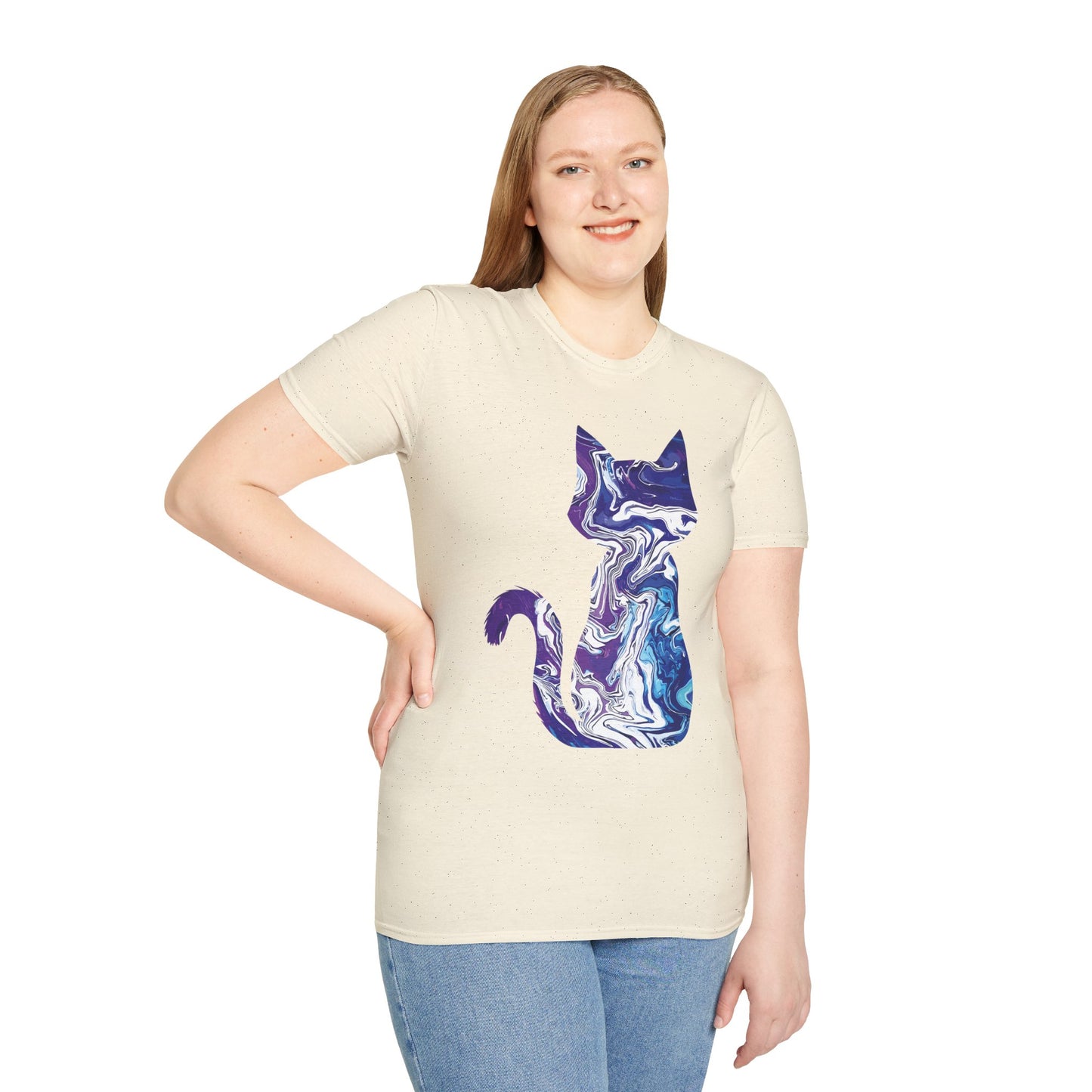 Oceanic Waves: Unisex Cat Softstyle T-Shirt