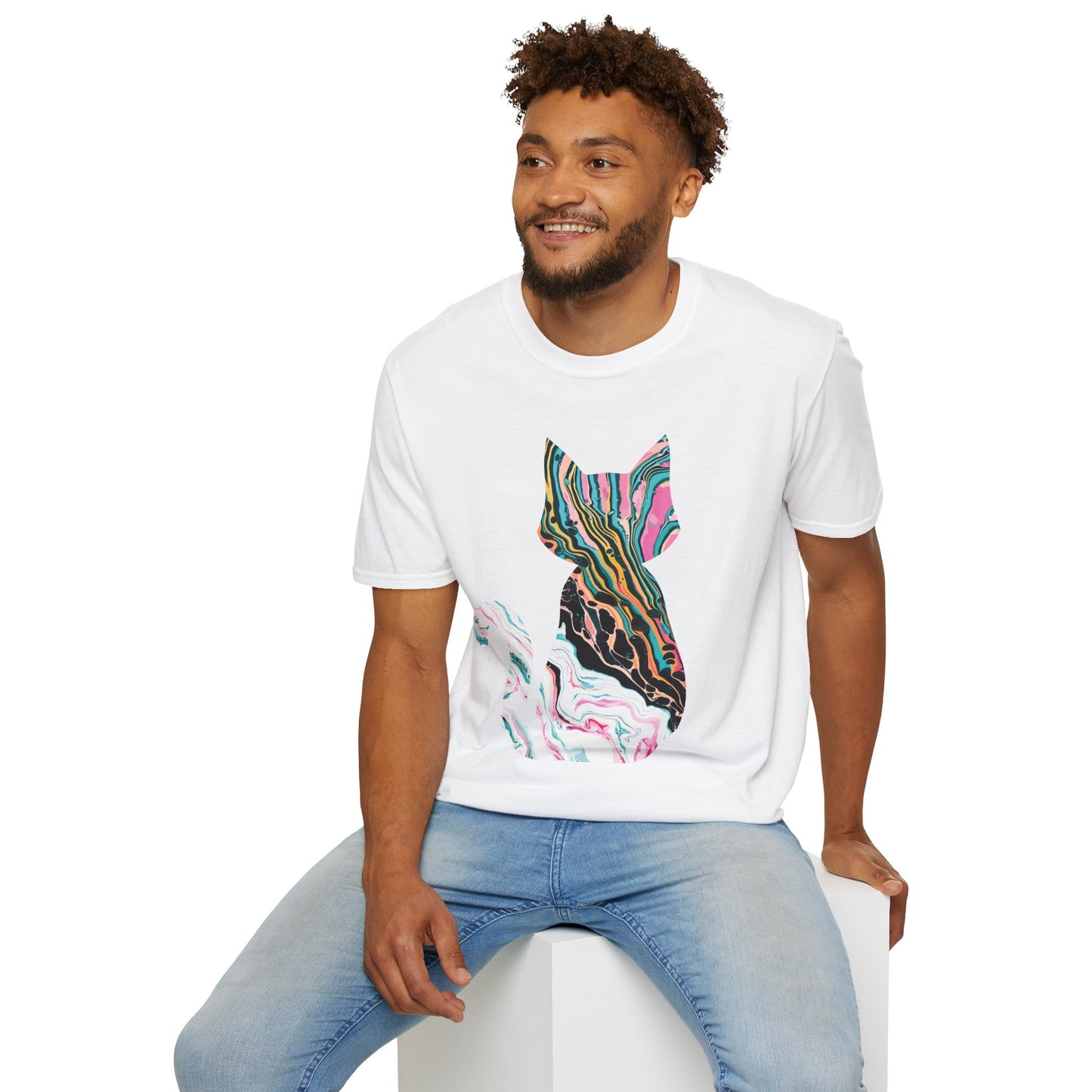 Two-Faced: Unisex Cat Softstyle T-Shirt