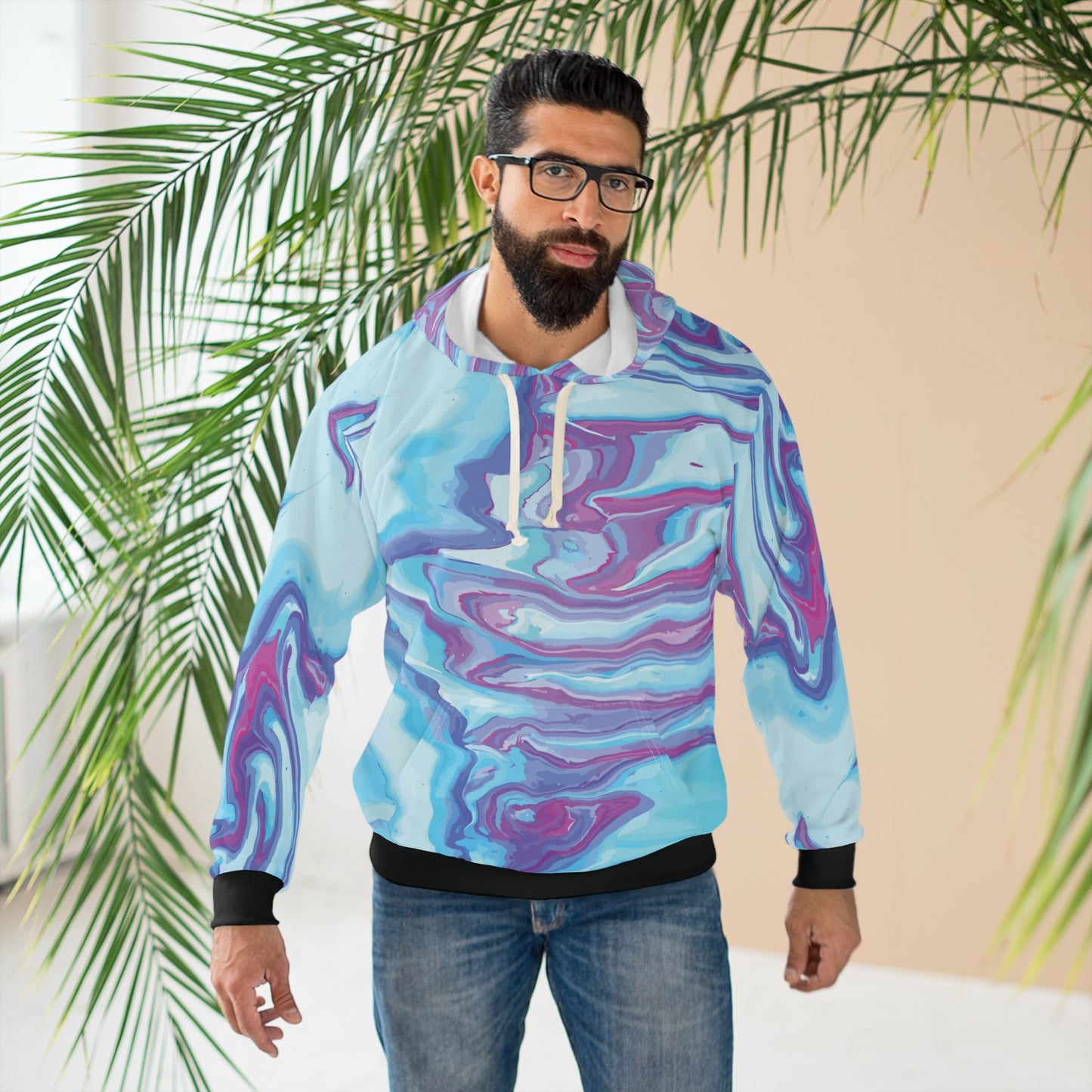 Streaks of Peace: All-Over Print Unisex Pullover Hoodie